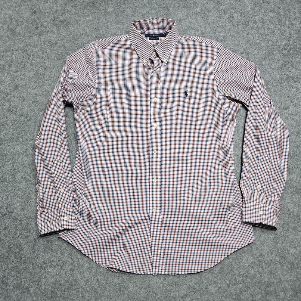 Men's Red White‎ Blue Ralph Lauren Button Down Plaid Shirt Size Medium